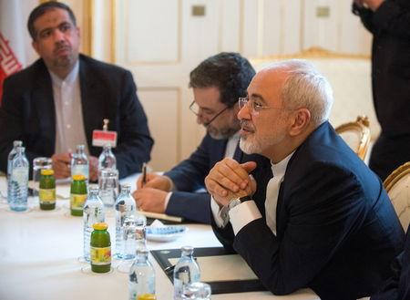Iranian Foreign Minister Mohammad Javad Zarif meets with French Foreign Minister Laurent Fabius (not pictured) at a hotel in Vienna, Austria, June 27, 2015. PHOTO BY REUTERS/Christian Bruna