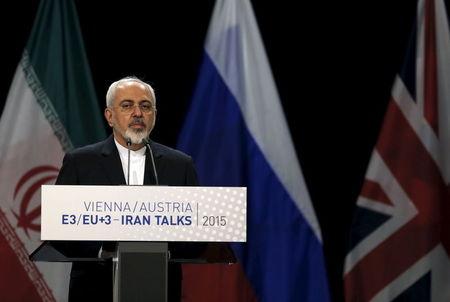 Iranian Foreign Minister Mohammad Javad Zarif attends a joint news conference with High Representative of the European Union for Foreign Affairs and Security Policy Federica Mogherini at the Vienna International Center in Vienna, Austria, July 14, 2015. PHOTO BY REUTERS/Carlos Barria