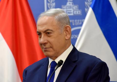 Israeli Prime Minister Benjamin Netanyahu attends a joint statment with Hungarian Prime Minister Viktor Orban (not seen) at the prime minister's office in Jerusalem, July 19, 2018. PHOTO BY REUTERS/Debbie Hill/Pool