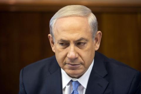 Israel's Prime Minister Benjamin Netanyahu attends the weekly cabinet meeting in Jerusalem