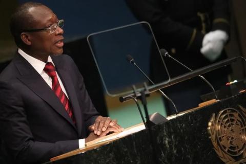 President Patrice Athanase Guillaume Talon of Benin addresses the 71st United Nations General Assembly in Manhattan, New York, U.S., September 22, 2016. PHOTO BY REUTERS/Carlo Allegri