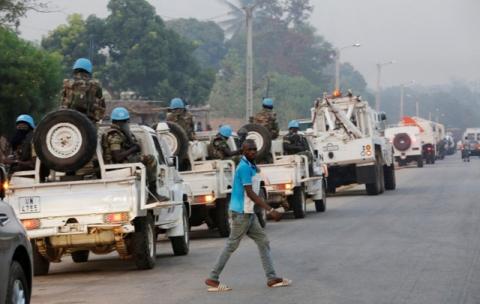 A convoy of the United Nation peacekeepers from Senegal is seen parked along a road in Bouake, Ivory Coast, January 6, 2017. PHOTO BY REUTERS/Thierry Gouegnon