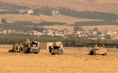 Kurdish peshmerga military vehicles are seen as they clear Fadiliya village in Nawaran, north of Mosul, as part of their offensive to drive Islamic State from Mosul, Iraq, October 26, 2016. PHOTO BY REUTERS/Ahmed Jadallah