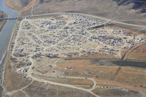 Dakota Access Pipeline protesters are seen at the Oceti Sakowin campground near the town of Cannon Ball, North Dakota, U.S. November 19, 2016 in an aerial photo provided by the Morton County Sheriff's Department. PHOTO BY REUTERS