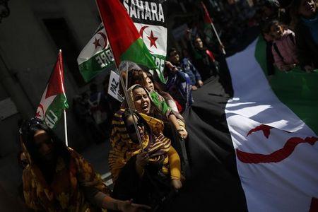 Protesters take part in a demonstration in support of Western Sahara's independence, in Madrid, in a file photo. REUTERS/Juan Medina