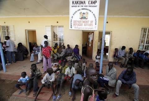 Refugees from South Sudan gather at the registration centre of the refugee camp in Kakuma, Turkana District, northwest of Kenya's capital Nairobi, May 18, 2012. PHOTO BY REUTERS/Thomas Mukoya