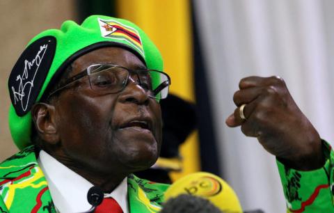Zimbabwean President Robert Mugabe addresses a meeting of his ruling ZANU PF party's youth league in Harare, Zimbabwe, October 7, 2017. PHOTO BY REUTERS/Philimon Bulawayo