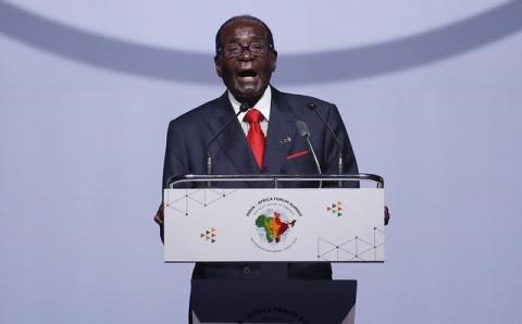 Zimbabwe's President Robert Mugabe speaks during the Inaugural Session of the India-Africa Forum Summit in New Delhi, India, October 29, 2015. PHOTO BY REUTERS/Adnan Abidi