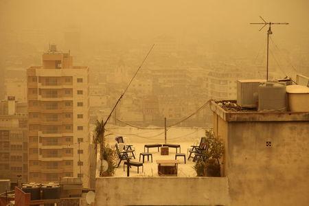 A terrace is pictured during a sandstorm in Beirut, Lebanon September 8, 2015. PHOTO BY REUTERS/Alia Haju
