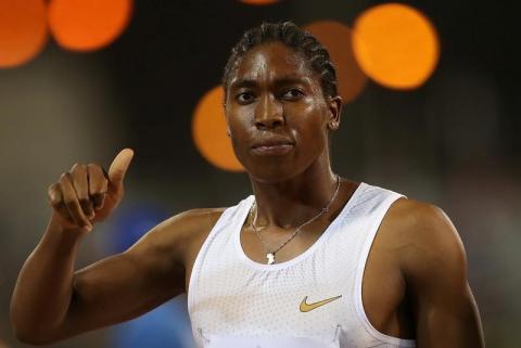 South Africa's Caster Semenya celebrates after winning the women's 1500m in Doha, Qatar, May 4, 2018. PHOTO BY REUTERS/Ibraheem Al Omari