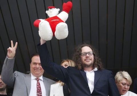 Russian real estate tycoon Sergei Polonsky ( 2nd R), who was found guilty of fraud and then released, reacts while walking out of a court building in Moscow, Russia, July 12, 2017. PHOTO BY REUTERS/Maxim Shemetov