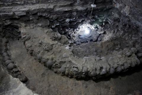 Skulls are at a site where more than 650 skulls caked in lime and thousands of fragments were found, in the cylindrical edifice near Templo Mayor, one of the main temples in the Aztec capital Tenochtitlan, which later became Mexico City, Mexico, June 30, 2017. PHOTO BY REUTERS/Henry Romero