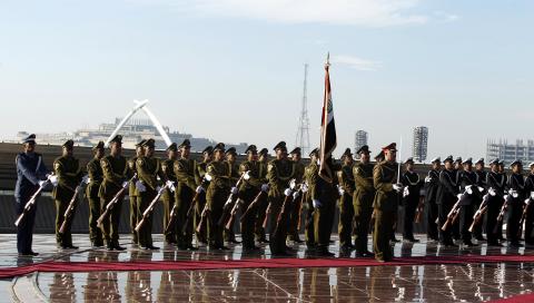 Soldiers take part in a parade during a ceremony marking the Iraqi Army Day celebration in Baghdad, January 6, 2015. PHOTO BY REUTERS/Ahmed Saad