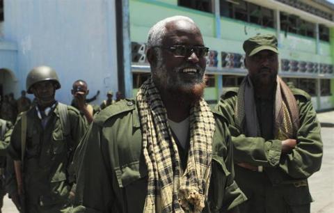 Somalia's Sheikh Ahmed Madobe is seen at the main seaport of Somalia's port city of Kismayu