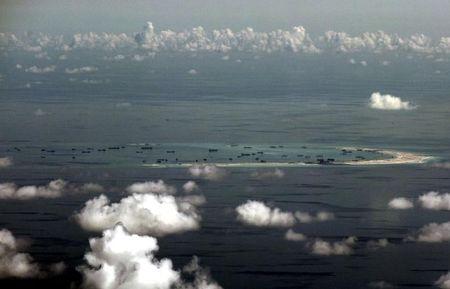 An aerial photo of Spratly Islands in the South China Sea, west of Palawan, Philippines, May 11, 2015. PHOTO BY REUTERS/Ritchie B. Tongo