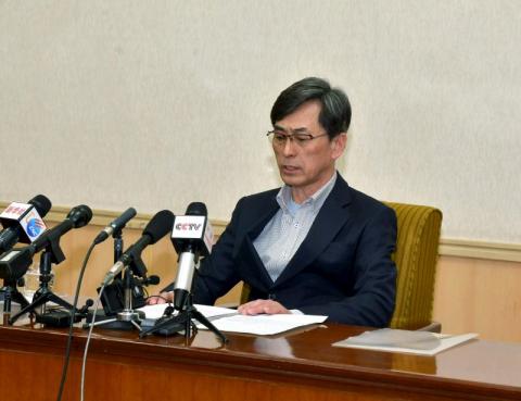 One of the two men whom North Korea identified as being South Korean and accused of being a spy for South Korea attends a news conference in Pyongyang, in this undated photo released by North Korea's Korean Central News Agency (KCNA) in Pyongyang, March 26, 2015. PHOTO BY REUTERS/KCNA