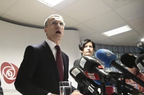 Former Norwegian prime minister Jens Stoltenberg addresses the media in Oslo, after NATO ambassadors chose him to be the next head
