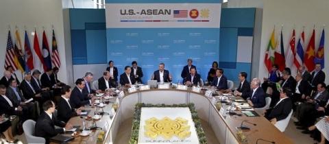 U.S. President Barack Obama makes opening remarks at the 10-nation Association of Southeast Asian Nations (ASEAN) summit at Sunnylands in Rancho Mirage, California, February 15, 2016. PHOTO BY REUTERS/Kevin Lamarque