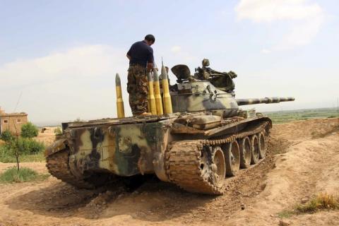 An Afghan National Army (ANA) tank is parked at an outpost in Kunduz province, Afghanistan, April 18, 2016. PHOTO BY REUTERS/Stringer