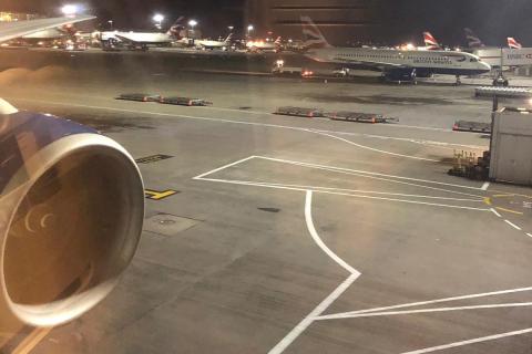 British Airways aircraft sit on the tarmac at Heathrow Airport in London, Britain January 8, 2019. Picture taken through an airplane window. PHOTO BY REUTERS/Staff