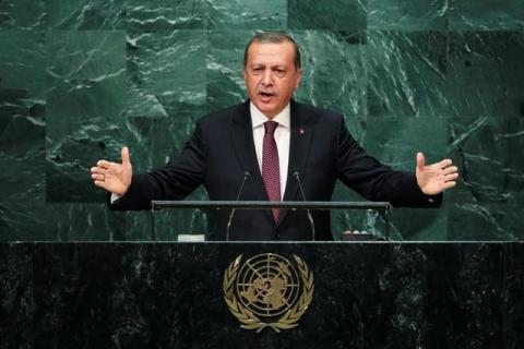 Turkish President Recep Tayyip Erdogan addresses the United Nations General Assembly in the Manhattan borough of New York, U.S., September 20, 2016. PHTO BY REUTERS/Eduardo Munoz
