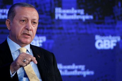 Turkish President Recep Tayyip Erdogan speaks at the Bloomberg Global Business Forum in New York City, U.S., September 20, 2017. PHOTO BY REUTERS/Brendan McDermid