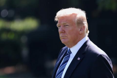 U.S. President Donald Trump walks to Marine One while departing the White House in Washington, U.S., September 6, 2018. PHOTO BY REUTERS/Chris Wattie