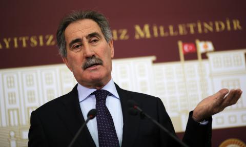 Turkey's ruling Ak Party (AKP) MP and former Minister of Culture Ertugrul Gunay announces his resignation from his party during a press conference in Ankara