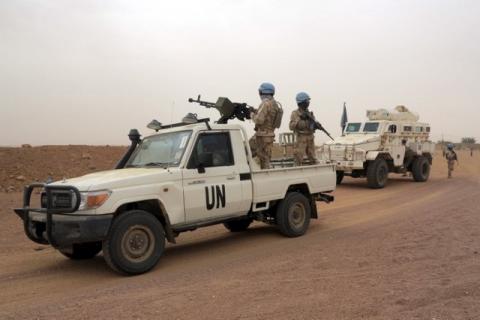 UN peacekeepers patrol in Kidal, Mali, July 23, 2015. PHOTO BY REUTERS/Adama Diarra