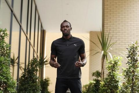 Jamaica's Usain Bolt poses before the press conference. PHOTO BY REUTERS/Andrew Couldridge