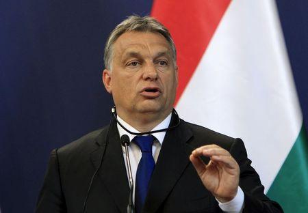 Hungarian Prime Minister Viktor Orban attends a news conference with Serbian Prime Minister Aleksandar Vucic (not pictured) in Budapest, Hungary, July 1, 2015. PHOTO BY REUTERS/Bernadett Szabo