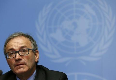 UNHCR's Regional Refugee Coordinator for the Refugee Crisis in Europe Vincent Cochetel attends a news briefing at the United Nations European headquarters in Geneva, Switzerland, March 8, 2016. PHOTO BY REUTERS/Denis Balibouse