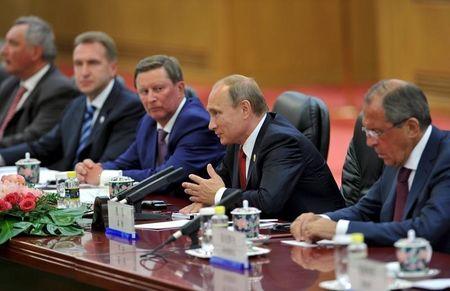 Russian President Vladimir Putin attends a meeting with Chinese President Xi Jinping (not in picture) at the Great Hall of the People in Beijing, China, September 3, 2015. PHOTO BY REUTERS/Parker Song