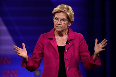 Democratic 2020 U.S. presidential candidate Senator Elizabeth Warren (D-MA) gestures in a televised townhall on CNN dedicated to LGBTQ issues in Los Angeles, California, U.S., October 10, 2019. PHOTO BY REUTERS/Mike Blake
