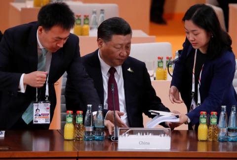 Chinese President Xi Jinping is seen during a working session at the G20 leaders summit in Hamburg, Germany, July 8, 2017. PHOTO BY REUTERS/Wolfgang Rattay