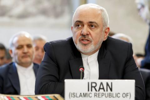 Iranian Foreign Minister Mohammad Javad Zarif delivers his statement, during the Geneva Conference on Afghanistan, at the European headquarters of the United Nations in Geneva, Switzerland, November 28, 2018. PHOTO BY REUTERS/Salvatore Di Nolfi