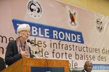 International Monetary Fund (IMF) Managing Director Christine Lagarde speaks during a roundtable with CEMAC Ministers of Finance at the Hilton Hotel in Yaounde, Cameroon, January 8, 2016. PHOTO BY REUTERS/Stephen Jaffe