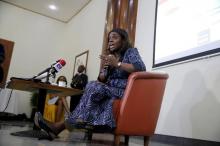 Nigeria's Finance Minister Kemi Adeosun speaks at a news conference in Lagos, Nigeria, April 9, 2016. PHOTO BY REUTERS/Akintunde Akinleye