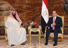 Egyptian President Abdel Fattah al-Sisi meets with Saudi Crown Prince Mohammad Bin Salman at the Ittihadiya presidential palace in Cairo, Egypt, March 4, 2018 in this handout picture courtesy of the Egyptian Presidency. PHOTO BY REUTERS/The Egyptian Presidency