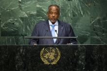 Republic of Djibouti President Omar Guelleh addresses attendees during the 70th session of the United Nations General Assembly at the U.N. Headquarters in New York, September 30, 2015. PHOTO BY REUTERS/Eduardo Munoz