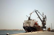 A crane unloads containers from a ship at the port city of Massawa, Eritrea, July 22, 2018. PHOTO BY REUTERS/Tiksa Negeri
