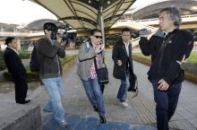 A relative of Filipino Rizalina Bunyi, who died in the car incident which killed five pedestrians in front of Tiananmen Gate on Monday, is pictured as he and other relatives arrive at Beijing airport