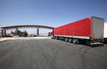 A truck is parked at the entrance of Oncupinar border gate in Kilis, southeast Turkey