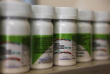 Anti-retroviral (ARV) drugs sit on a shelf in the pharmacy at the Ubuntu clinic in Cape Town's Khayelitsha township