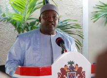 Gambia's President Adama Barrow speaks during a news conference in his residence in Banjul, Gambia, January 28, 2017. PHOTO BY REUTERS/Thierry Gouegnon