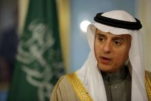 Saudi Foreign Minister Adel al-Jubeir delivers a statement after a meeting with U.S. Secretary of State John Kerry at the State Department in Washington, February 8, 2016. PHOTO BY REUTERS/Carlos Barria