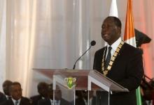 Ivory Coast President Alassane Ouattara speaks during his inauguration ceremony at the Presidential Palace in Abidjan, Ivory Coast, November 3, 2015. PHOTO BY REUTERS/Luc Gnago