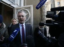 British Ambassador to Russia Laurie Bristow leaves the Russian Foreign Ministry in Moscow, Russia, March 17, 2018. PHOTO BY REUTERS/David Mdzinarishvili
