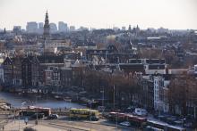 A rootop view of Amsterdam from SkyLounge on the 11th floor of the DoubleTree by Hilton Hotel in Amsterdam, April 2, 2013. PHOTO BY REUTERS/Michael Kooren