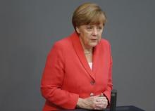 German Chancellor Angela Merkel speaks during a session of Germany's parliament, the Bundestag, in Berlin, Germany, July 17, 2015. PHOTO BY REUTERS/Axel Schmidt